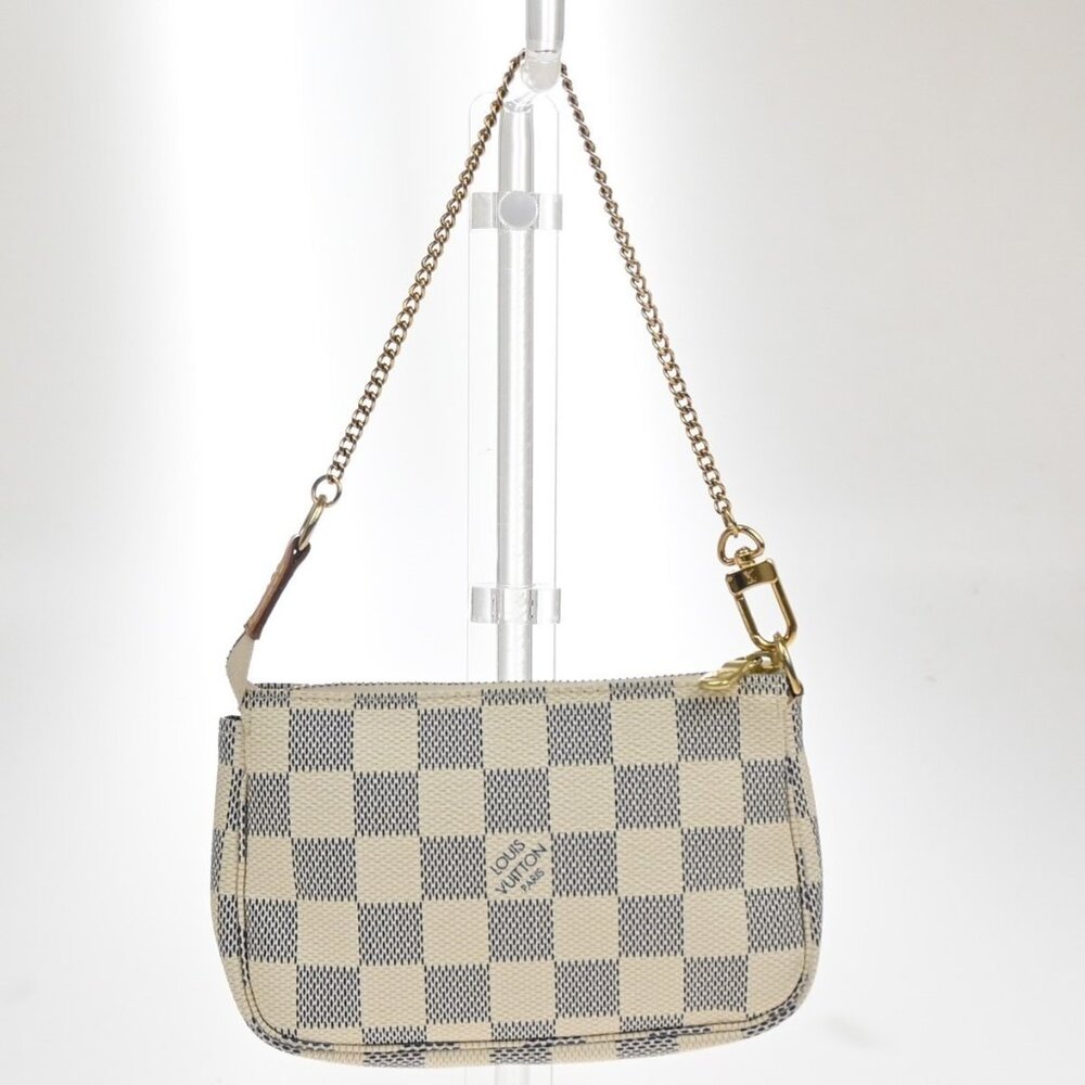 LOUIS VUITTON Mini Pochette Accessoires Hand Bag Damier Azur WE